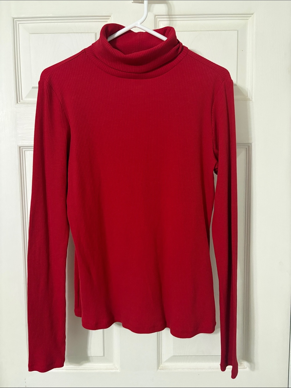 Old Navy Bright Red Ribbed Turtleneck Long Sleeve Top